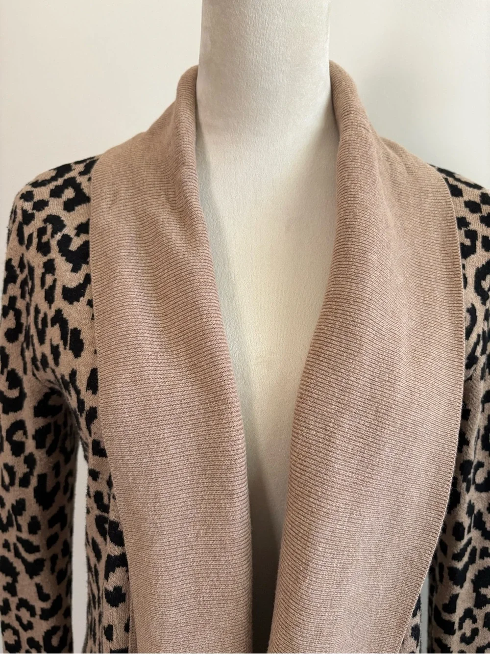 Yes Lola Leopard Print Open Front Cardigan Sweater Cotton Size Medium